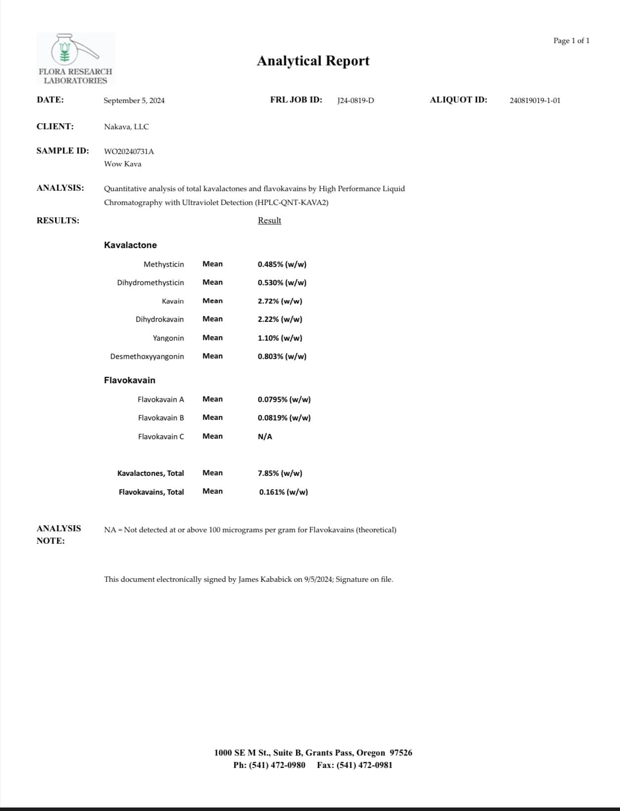 Buy Wow Kava from Nakamal At Home and you can see these lab test results. 